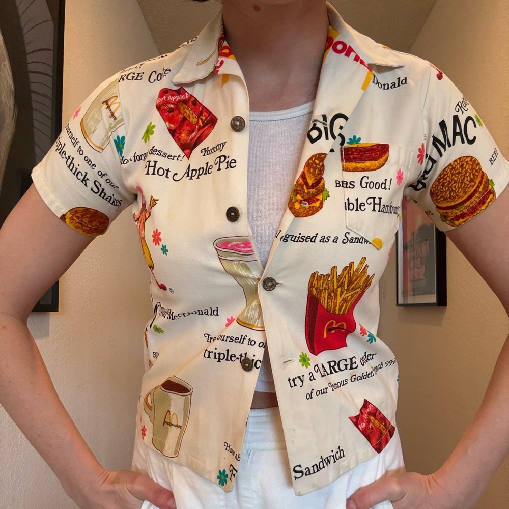 White McDonald’s Print Button-Down Shirt - Picture 5 of 5